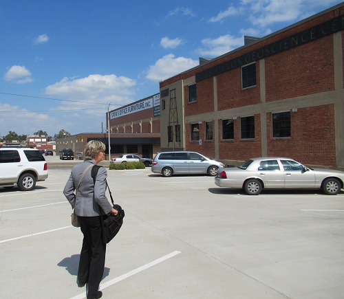 Joan Bruns, geologist with Baker Hughes, visits the Mid-Continent Geological Library in 2017.