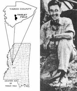 Image of Mississippi geologist Fred Mellen and the Yazoo oilfield he discovered depicted on a map.