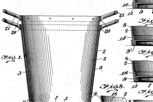Detail of Nellie Bly's company design for a stacking steel can. Patent drawing of 1902.