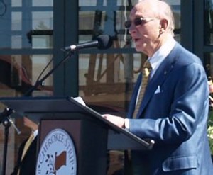 The Cherokee Strip Regional Heritage Center chairmanat podium in 2011.