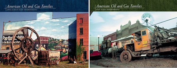 Museum exhibits on the covers of two special American Oil & Gas Families publications.