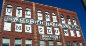 Exterior of red-bricked historic West Virginia Oil and Gas Museum.