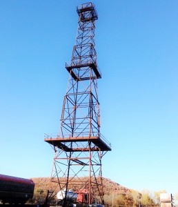 Modern image of oil steel oil derrick at Red Fork, OK.