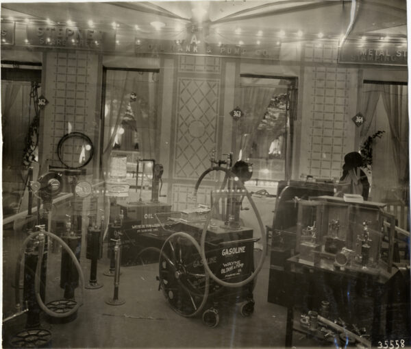 View of trade show display for Wayne Oil Tank and Pump Company equipment.