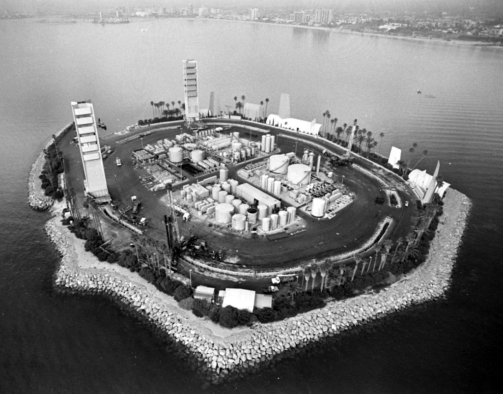 THUMS oil platorms picture from above